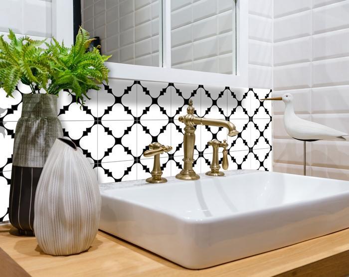 Tri Peel And Stick Tiles - Black And White - 6" x 6"