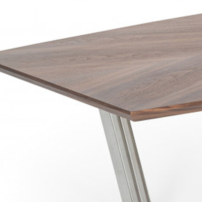 Rectangular And Iron Dining Table - Walnut And Silver