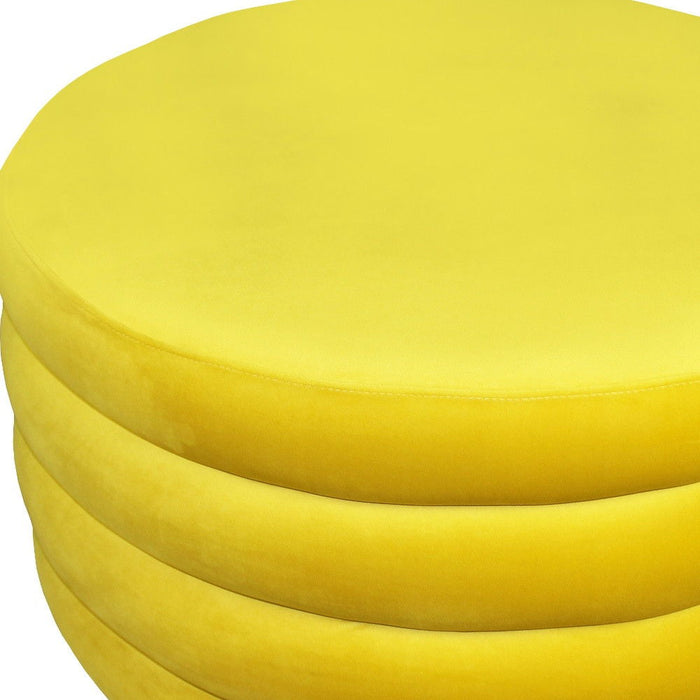 Tufted Round Cocktail Ottoman Velvet - Yellow