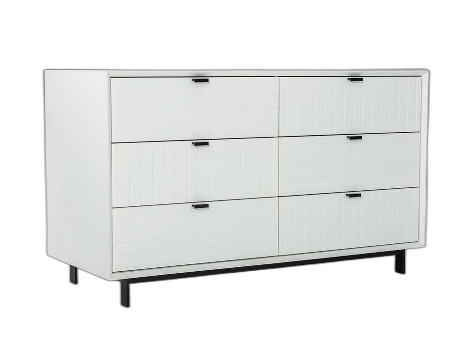 Six Drawer, Double Dresser - White / Black