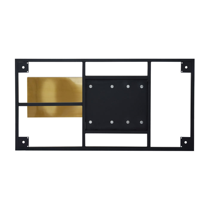 78.74" Modern Artificial Stone Black Straight Panel, Can Accommodate 8 People, (Not Including Chairs) - Golden / White / Black