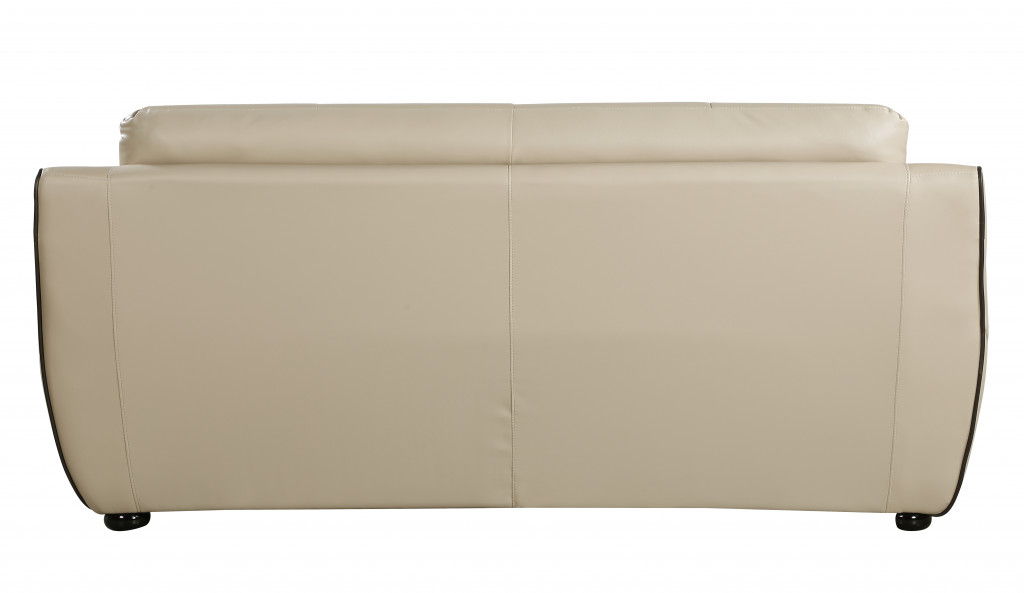 Faux Leather Sofa With Black Legs - Beige