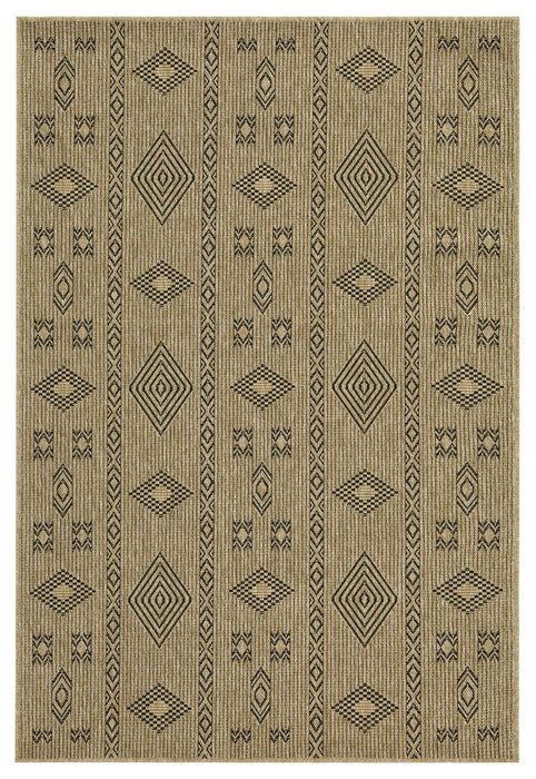 Earth - 7'10" X 10'3" Indoor, Outdoor Area Rug - Natural / Black