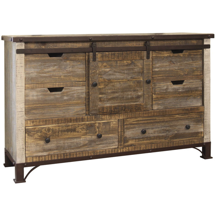 Solid Wood Six Drawer ,Triple Dresser - Brown