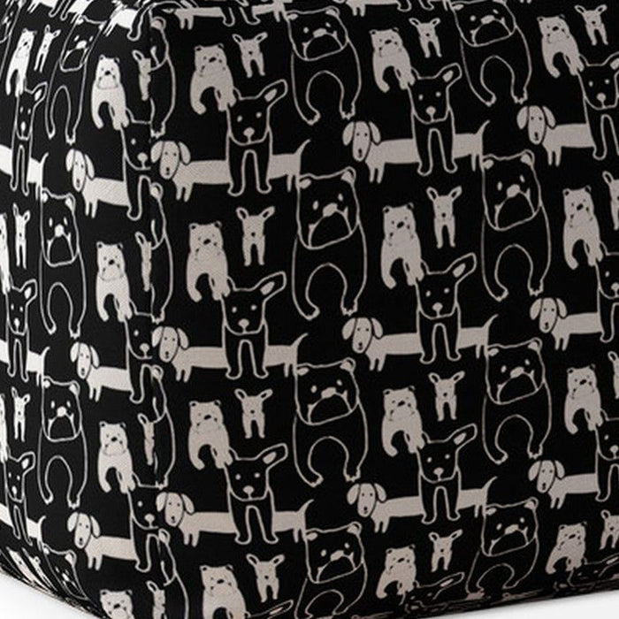 Cotton Dog Pouf Cover - Black / White