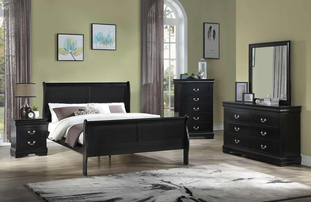 Louis Philip - Queen Headboard, Footboard - Black