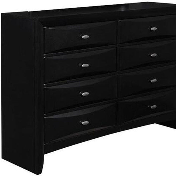 Solid Wood Eight Drawer Double Dresser - Black