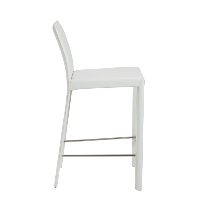 Steel Low Back Counter Height Bar Chairs (Set of 2) - White