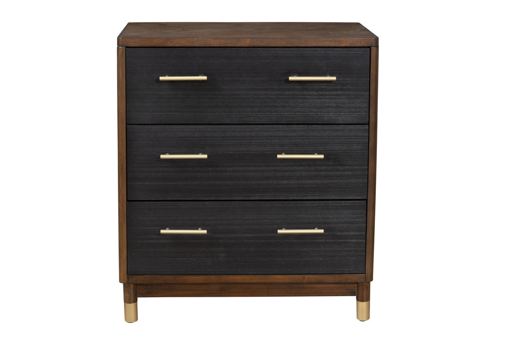 Solid Wood Three Drawer Chest - Brown / Black