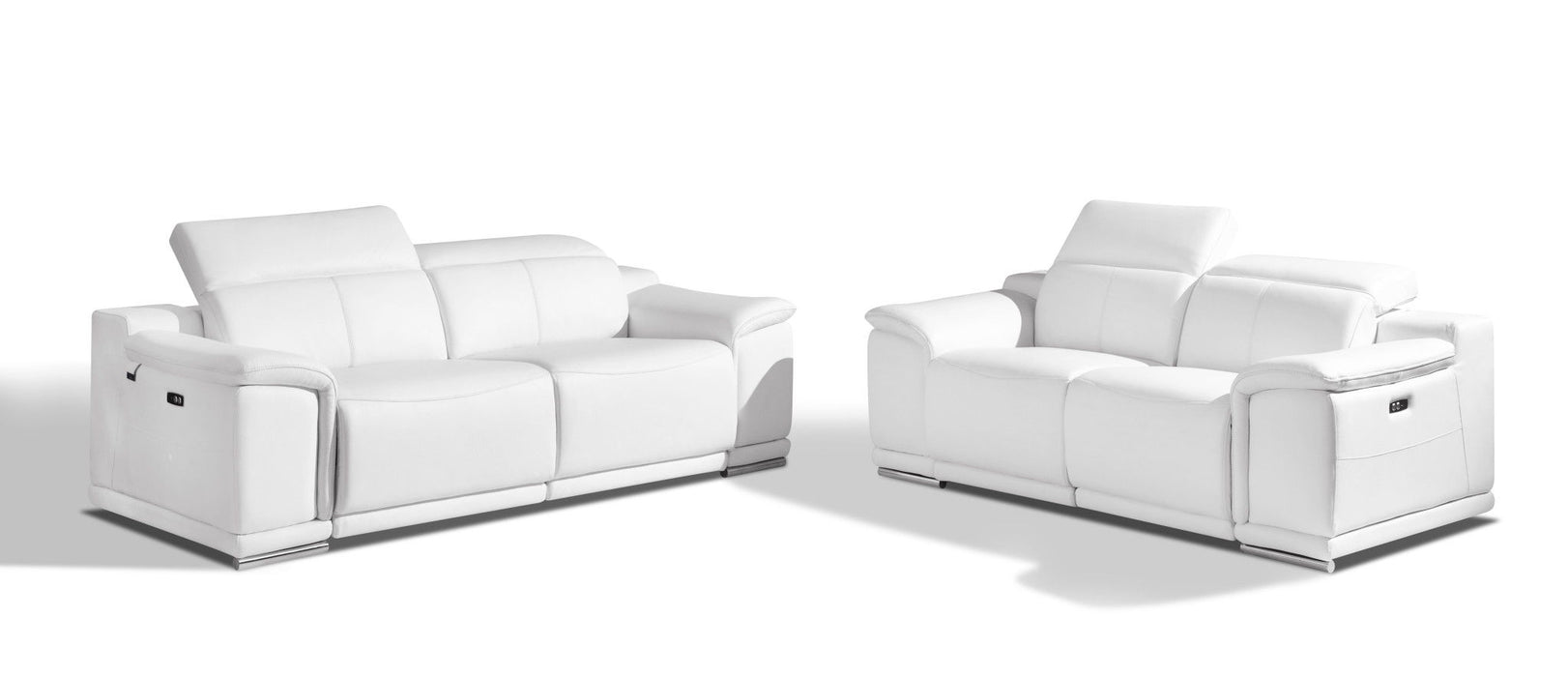 2 Piece Seating Set Italian Leather Five Person Indoor - White