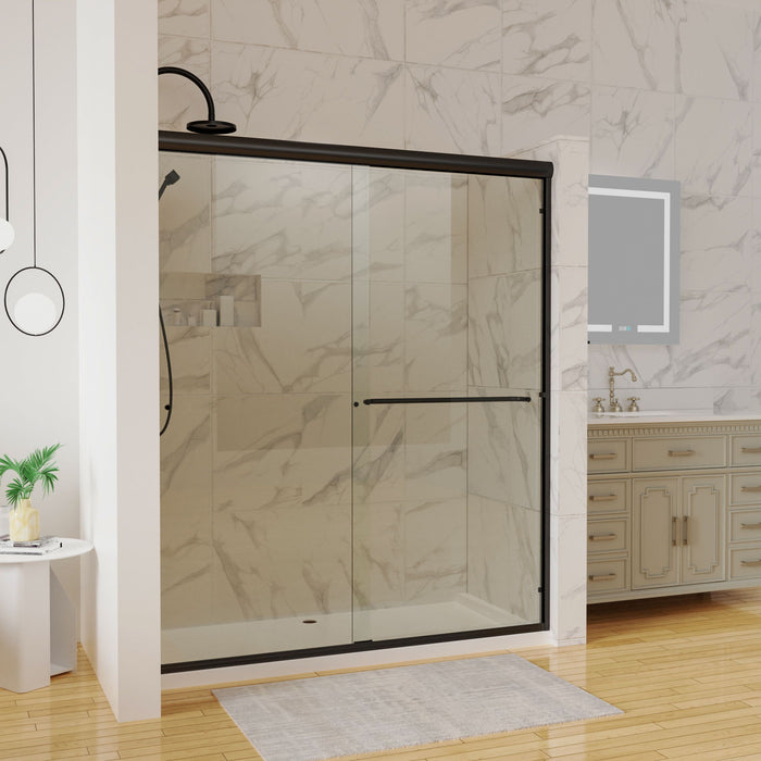 Traditional Sliding Shower Door With Clear Glass - Matte Black