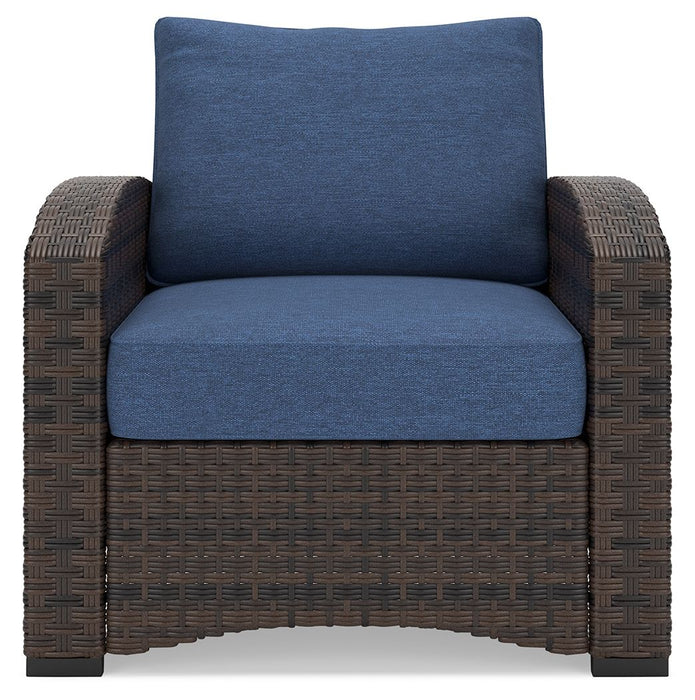 Windglow - Blue / Brown - Lounge Chair With Cushion