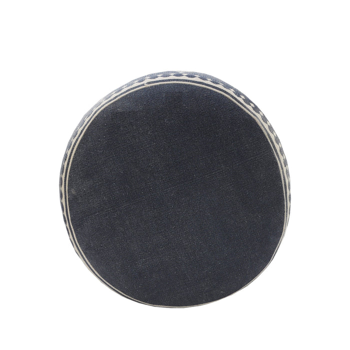 Round Ottoman Cotton - Blue