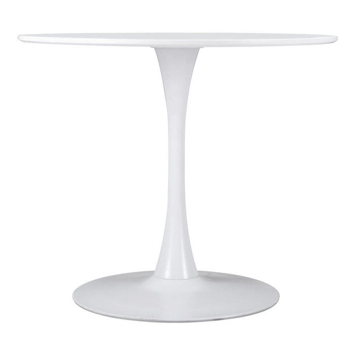 Steel Pedestal Base Dining Table - White