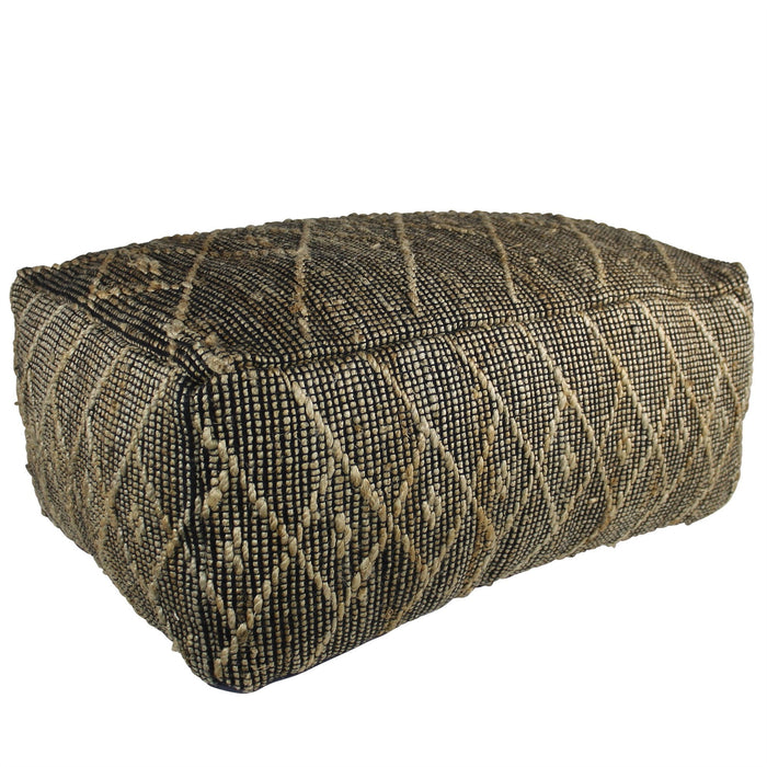 Textured Rectangle Pouf - Black Hemp