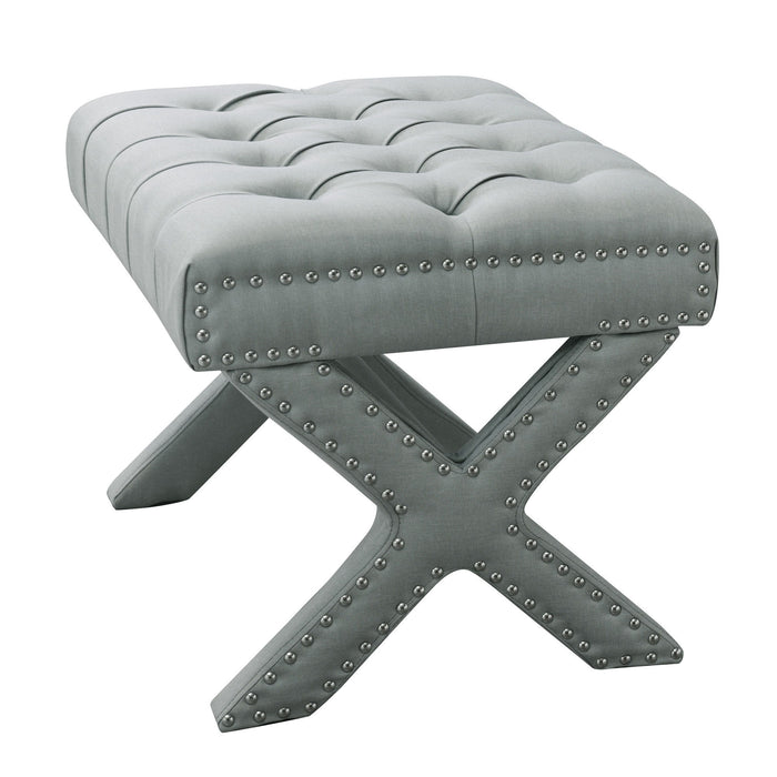 Linen Tufted Ottoman - Light Gray