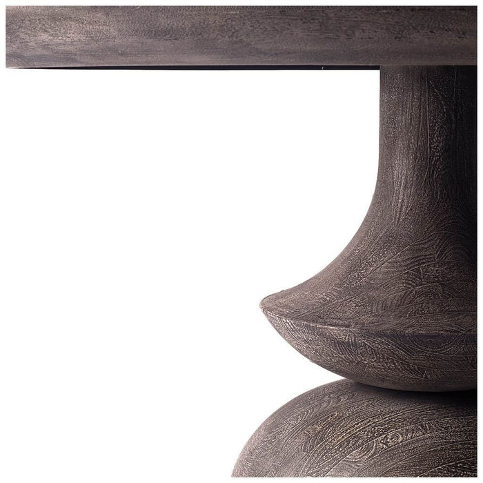 Round Charcoal Solid Wood Table Top And Base Dining Table - Gray