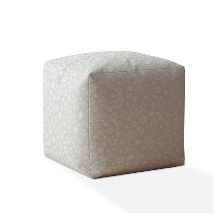 Cotton Abstract Pouf Cover - Gray