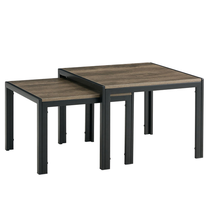 Nesting Coffee Table (Set of 2), Square Modern Stacking Table With Tempered Glass Finish For Living Room