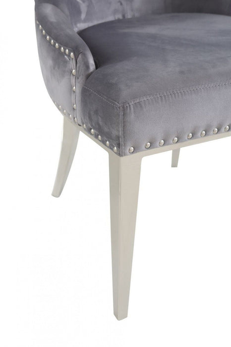 Tufted Dining Chairs (Set of 2) - Gray Velvet