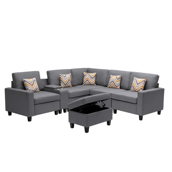 Nolan - 7 Piece Sectional Sofa With Pillows And Interchangeable Legs