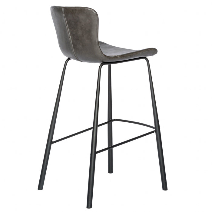 Steel Low Back Bar Height Bar Chairs (Set of 2) - Gray / Black