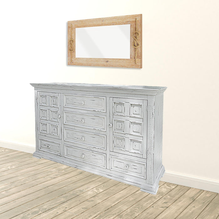 Solid Wood Six Drawer Triple Dresser - White