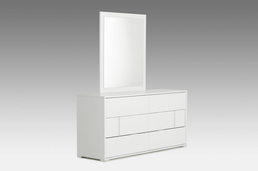 Six Drawer, Double Dresser - White