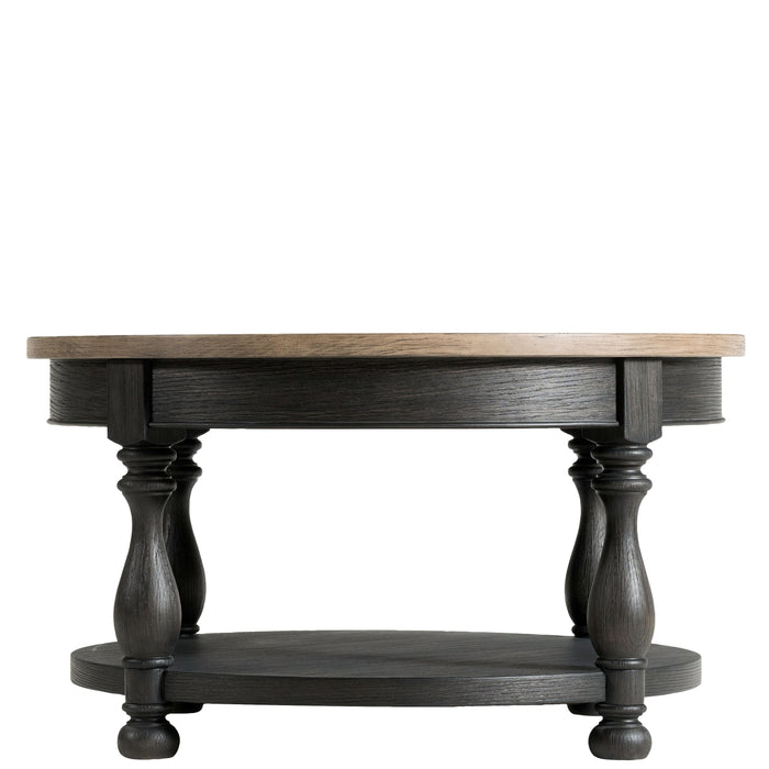 Barrington Two Tone - Round Cocktail Table - Antique Oak / Matte Black