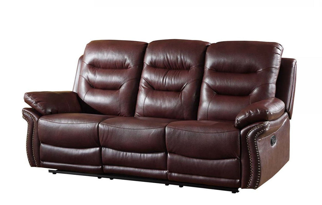 Faux Leather Sofa With Black Legs - Burgundy