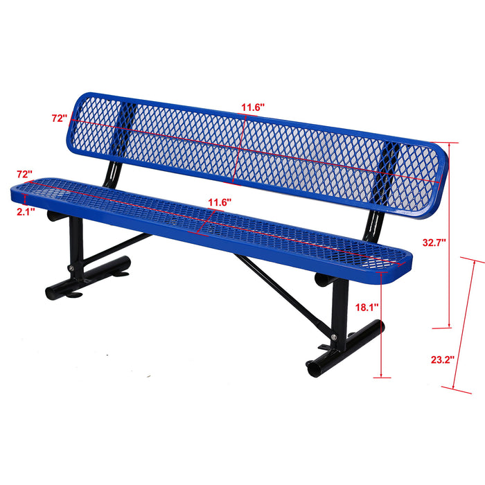 6' Outdoor Steel Bench With Backrest