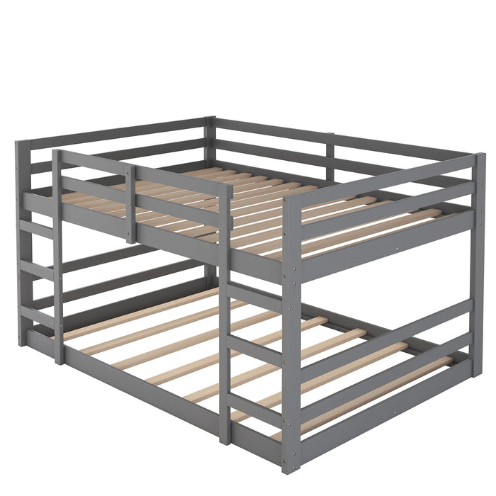 77.4" Full Over Full Bunk Bed With Ladder - Gray