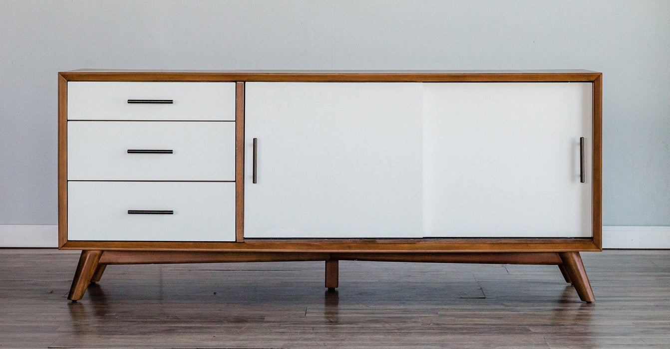 Flair Mid Century Mod TV Console - Acorn / White