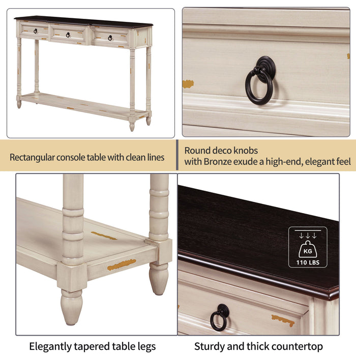 Console Table Sofa Table With Drawers For Entryway With Projecting Drawers And Long Shelf