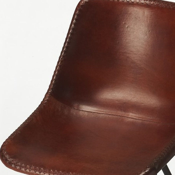 31.5" Faux Leather Side Chair - Brown / Black