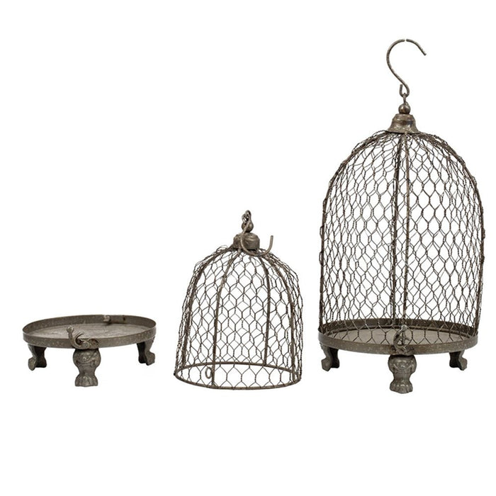 Phineas Hanging Wire Mesh Candle Holders (Set of 2) - Antique Gray