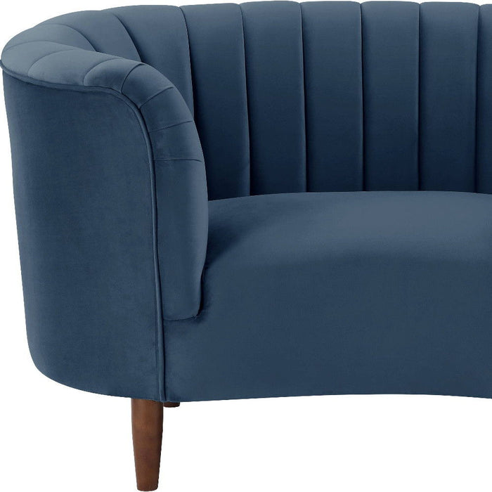 Velvet Striped Arm Chair - Blue /	Black