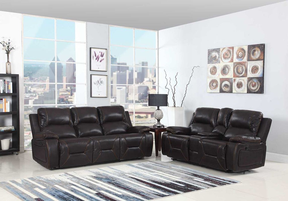 2 Piece Five Person Seating Set Indoor Faux Leather - Brown