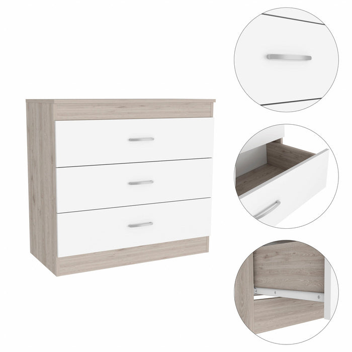 Three Drawer Dresser - Light Gray / White