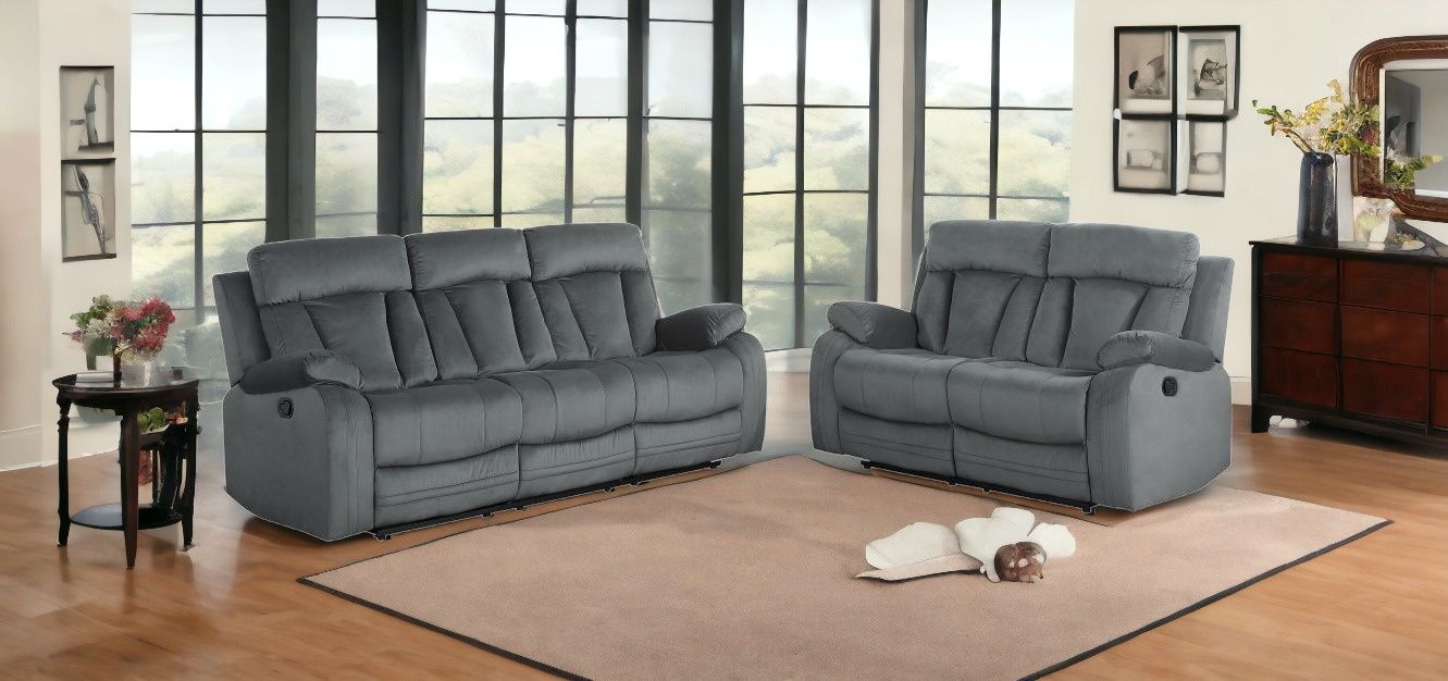 2 Piece Five Person Microsuede Indoor Seating Set - Gray