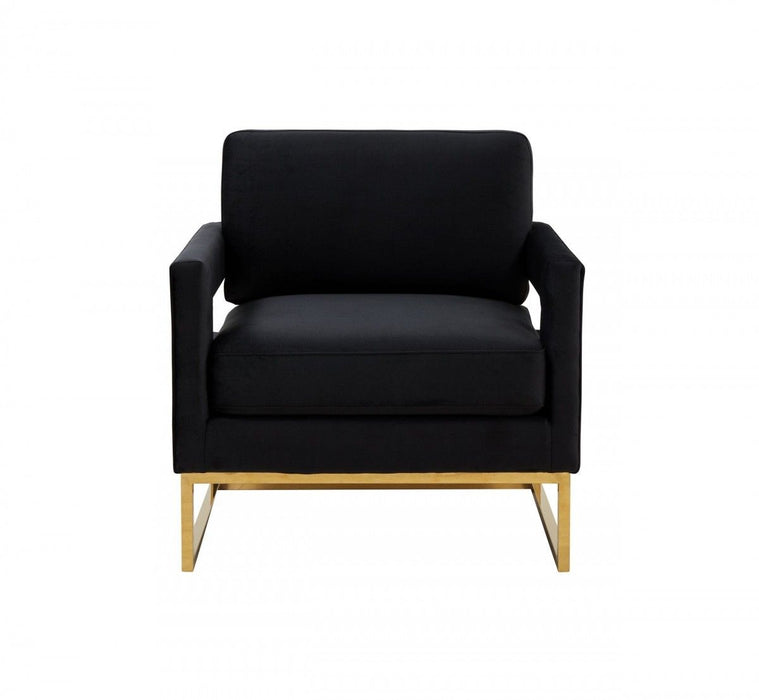 Velvet Arm Chair - Black / Gold