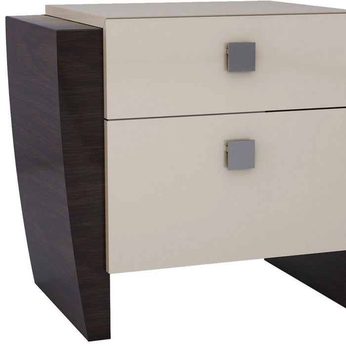 Refined High Gloss Nightstand - Beige