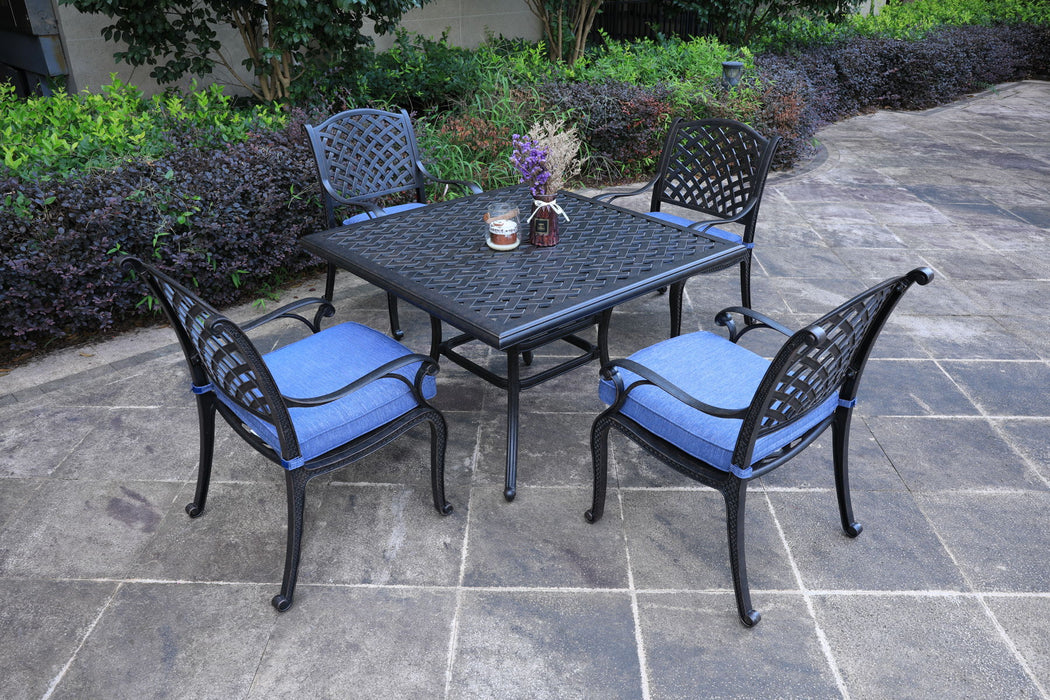 Square 4 Person 43.19" Long Aluminum Dining Set With Cushions