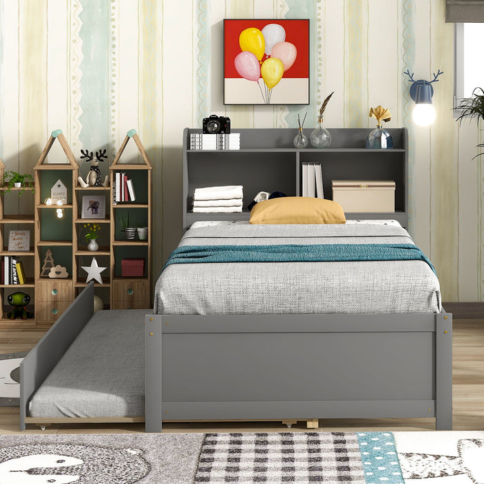 Twin Bed With Trundle, Bookcase