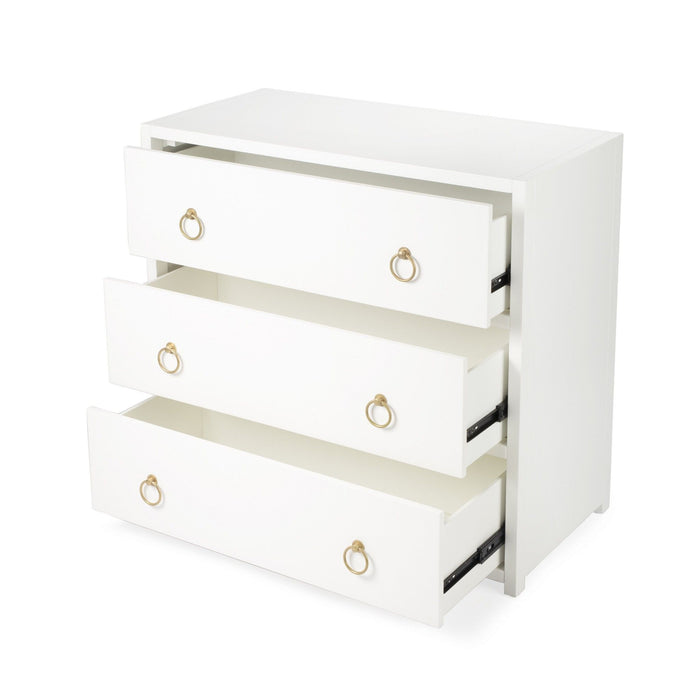 Three Drawer Dresser - White / Gold