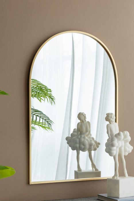 Arched Accent Mirror With Metal Frame For Bathroom, Bedroom, Entryway Wall - Gold