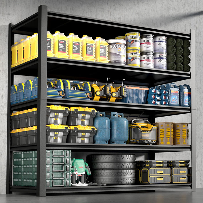 Tall Metal Shelves With Removable Dividers Are High Capacity And Load Bearing For Garages, Kitchens And Offices