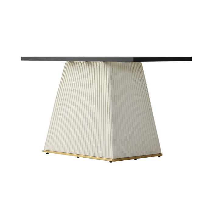 Modern Artificial Stone Straight Side Panel PU Plywood Table Legs, Can Accommodate 8 People