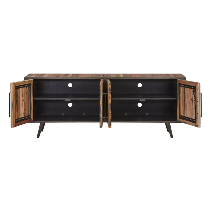 Wood Recycled Boat Wood And Iron Cabinet Enclosed Storage TV Stand - Brown