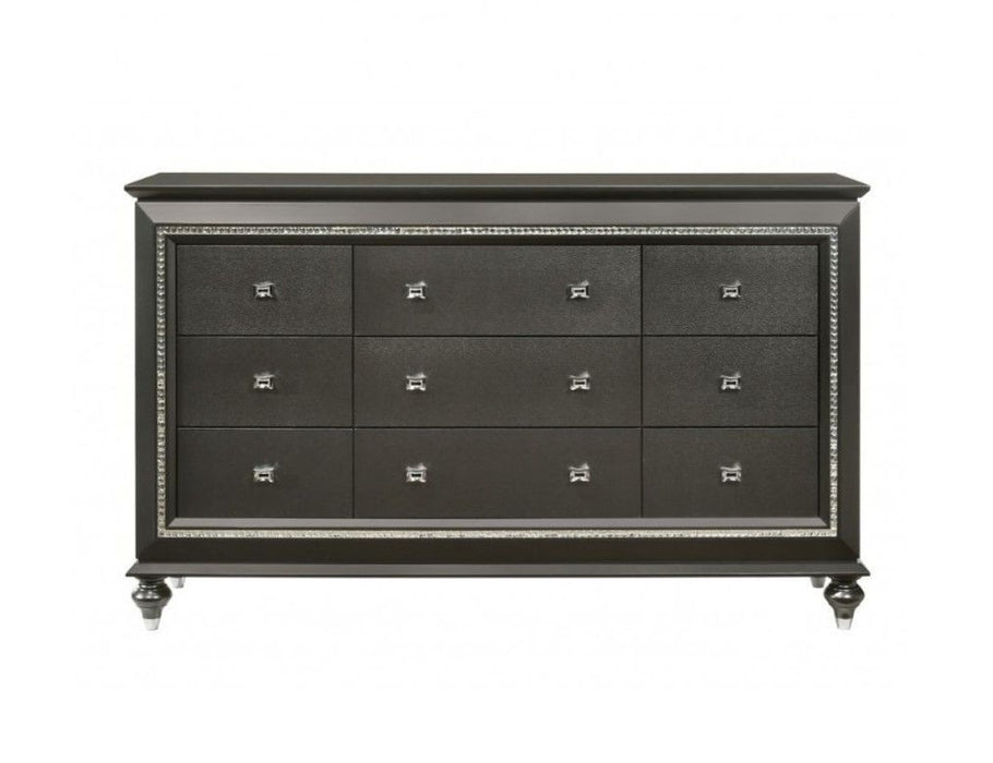 Solid Wood 9 Drawer Triple Dresser - Gray